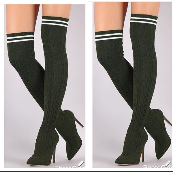 Olive green sock heels