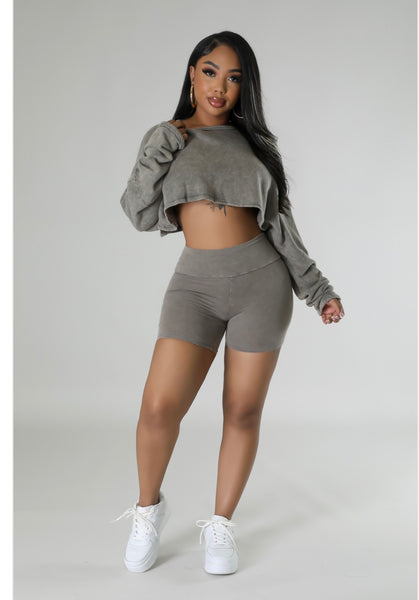 Smoke grey short set